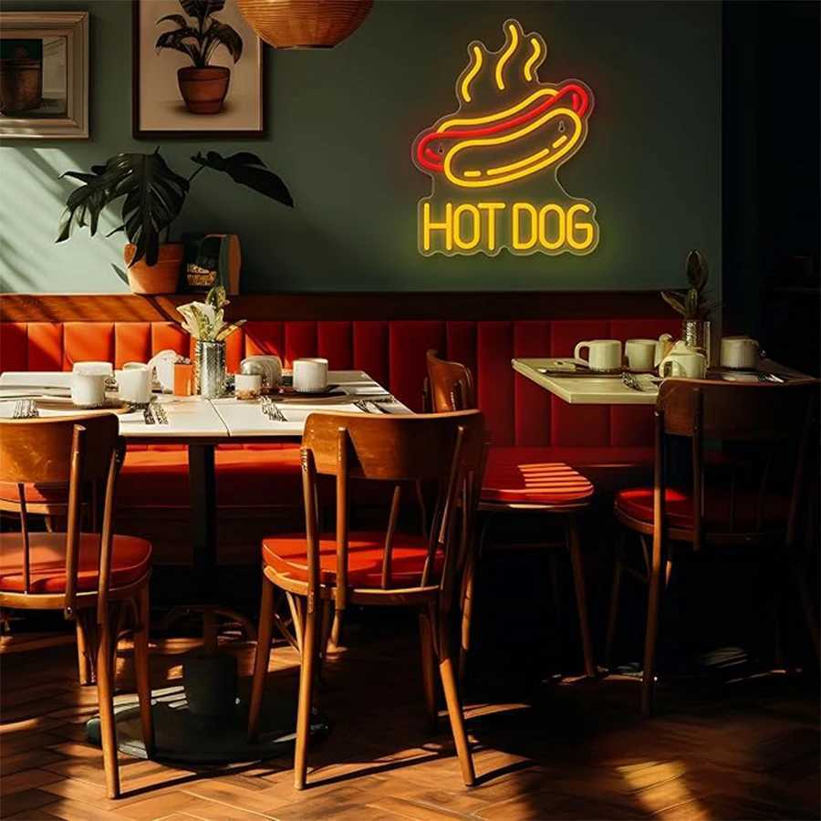 Hot Dog Neon Sign LED Business Signboard USB Power Supply Used for Wall Decoration of Fast Food Restaurants and Restaurants. XJ250626