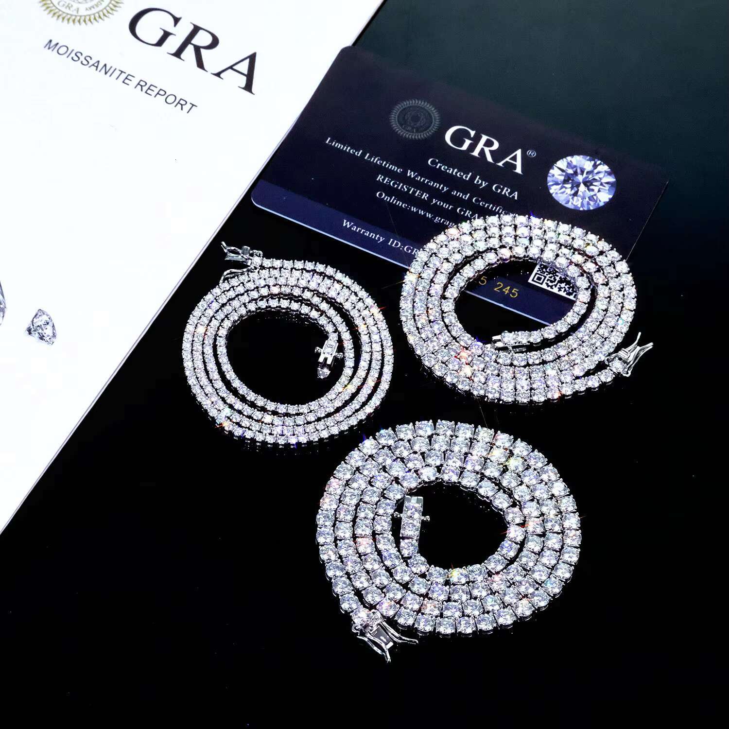 ESKEEM 925 Silver VVS D Color Moissanite 3/4/5/6mm Iced Out Shining Brilliant Tennis Necklace Pass Diamond Tester