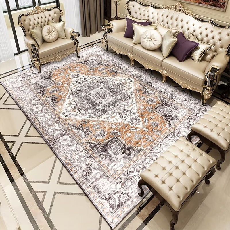 VIKAMA Amazon Persian Style Living Room Loop Pile Rug Nomadic Moroccan Style Bedroom Sofa Non-Slip Wear Resistant Dirty Resistant Rugs Home Decoration