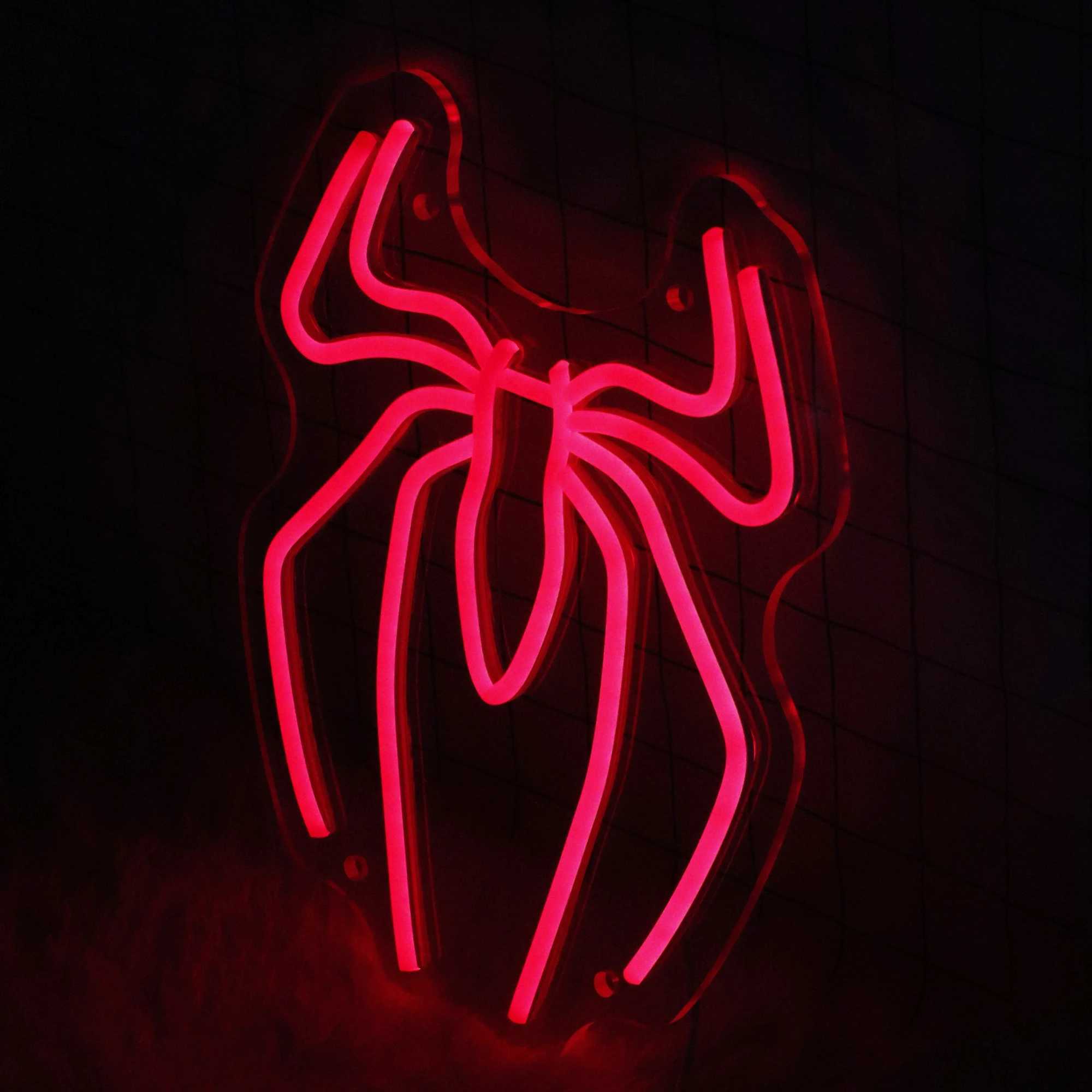 Spider Anime Neon Sign LED Light Up Sign Neon Signs for Game Room Man Cave Bar Kids Bedroom Wall Decor Fun Birthday Gift XJ250626
