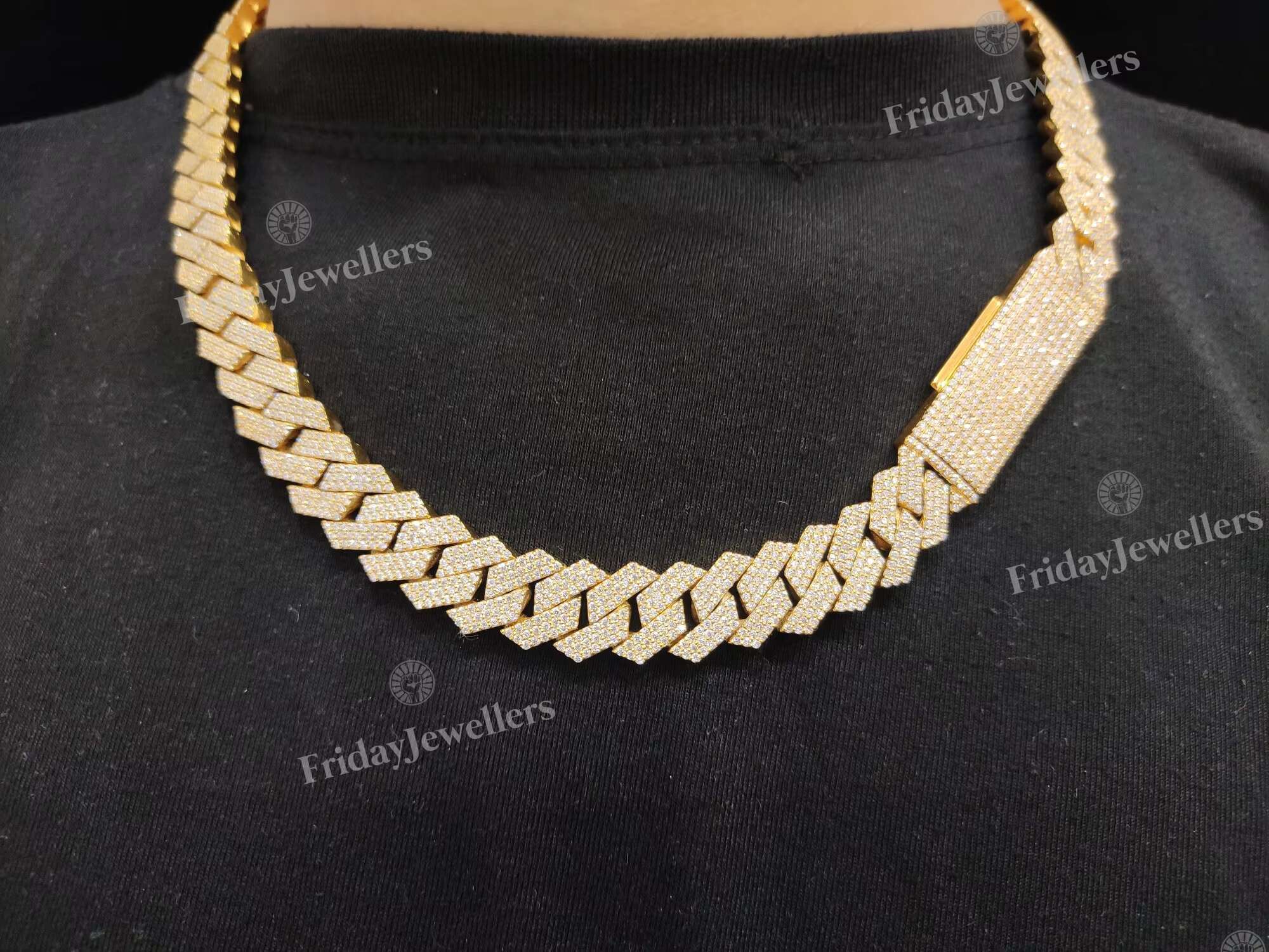 13MM 20 Inches New Designed Hip Hop Iced Out Cuban Chain Necklace VVS Clarity Moissanite Diamond Mens Cuban at Factory Price