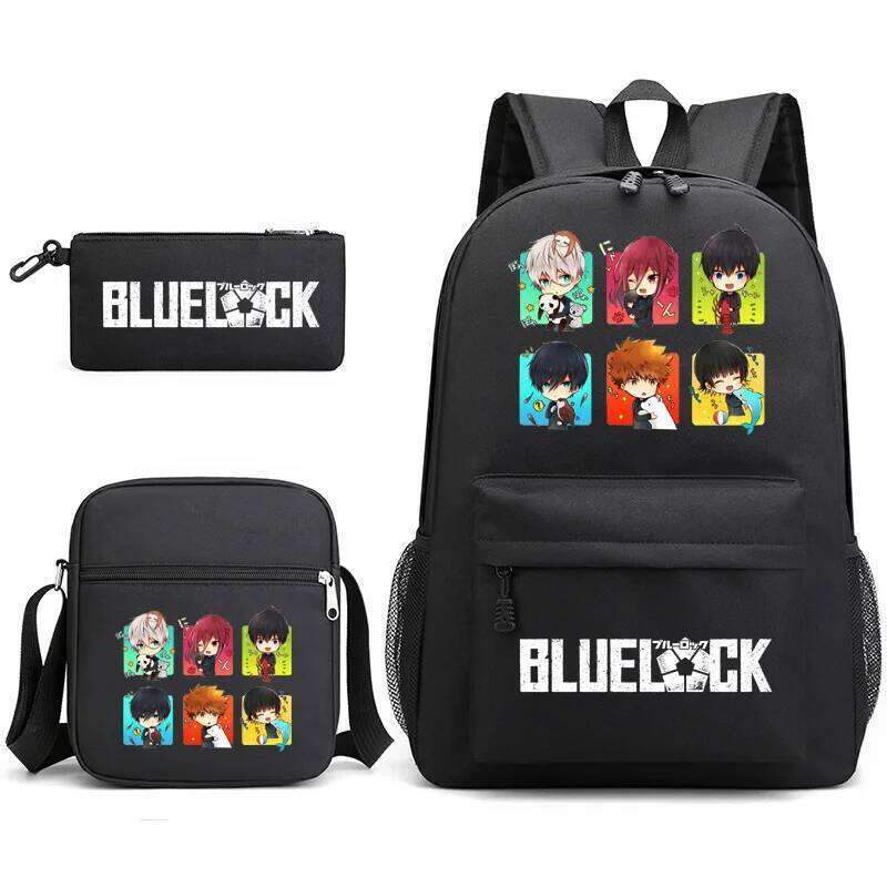 Anime cartoon BLUE LOCK backpacks for teenagers three sets of large-capacity backpack shoulder pen bag