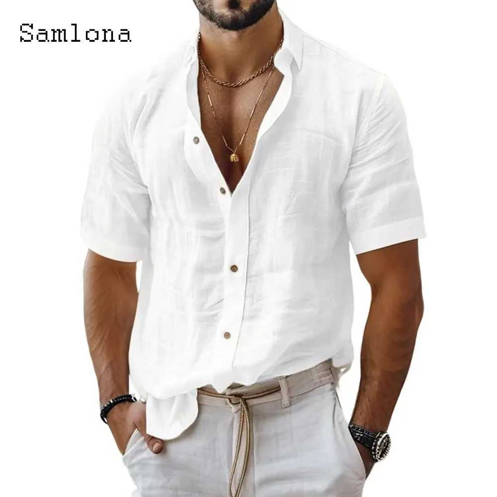 Men Short Sleeve Board Shirt Clothing 2025 Europe Summer Fashion Basic Top Solid White Blouse Plus Size Mens Casual Beach Shirts W250627