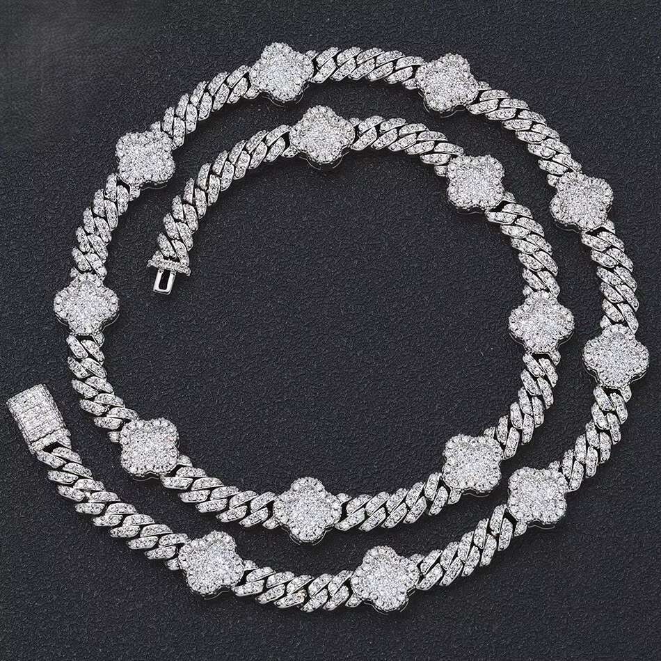 VVS Moissanite Diamond Hip-hop Chain 925 Sterling Silver Cuban Link Chain Hip Hop Bling Iced Out Vvs Moissanite Diamond Chain