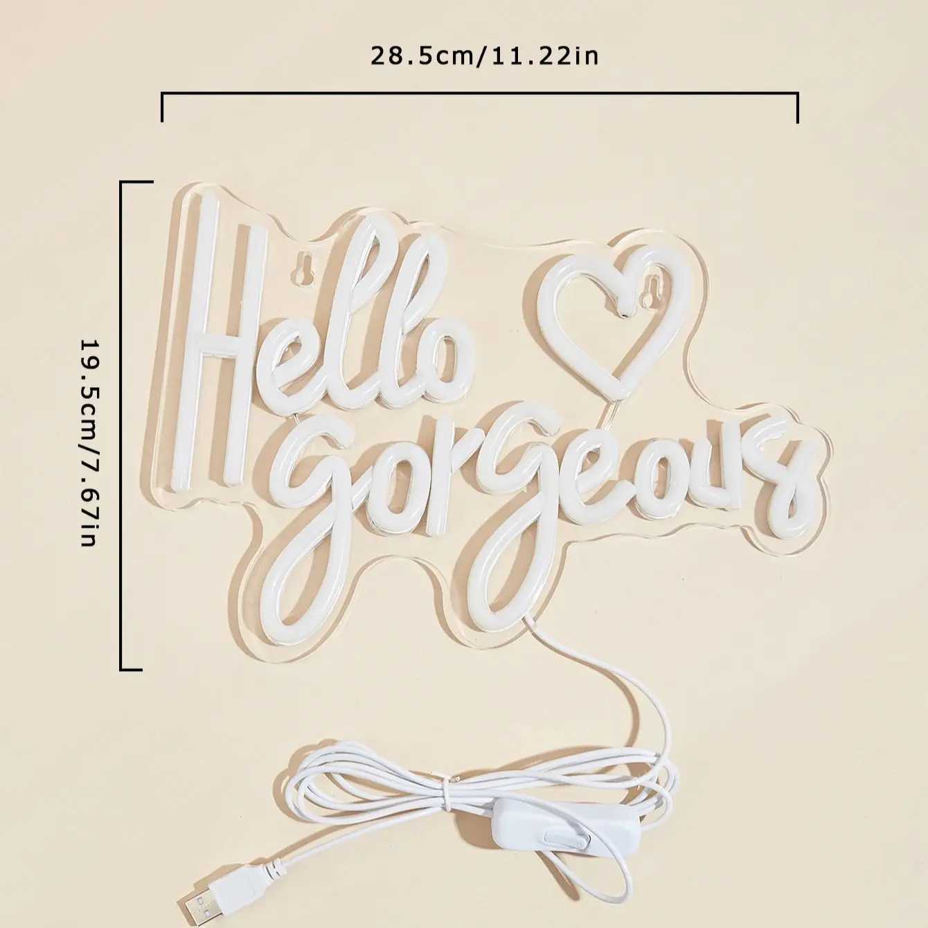 Chi-buy LED Neon Hello Gorgeous Heart USB Powered Neon Signs Night Light 3D Wall Art Bedroom Living Room Decor Lamp SignsXJ250626