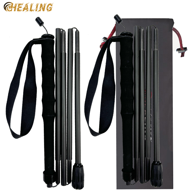 OKHEALING 5 Section Carbon Fiber Trekking Poles Ultra-light Off-road Collapsible Cane Portable Walking Stick with EVA Handle for Hiking, Camping, Back