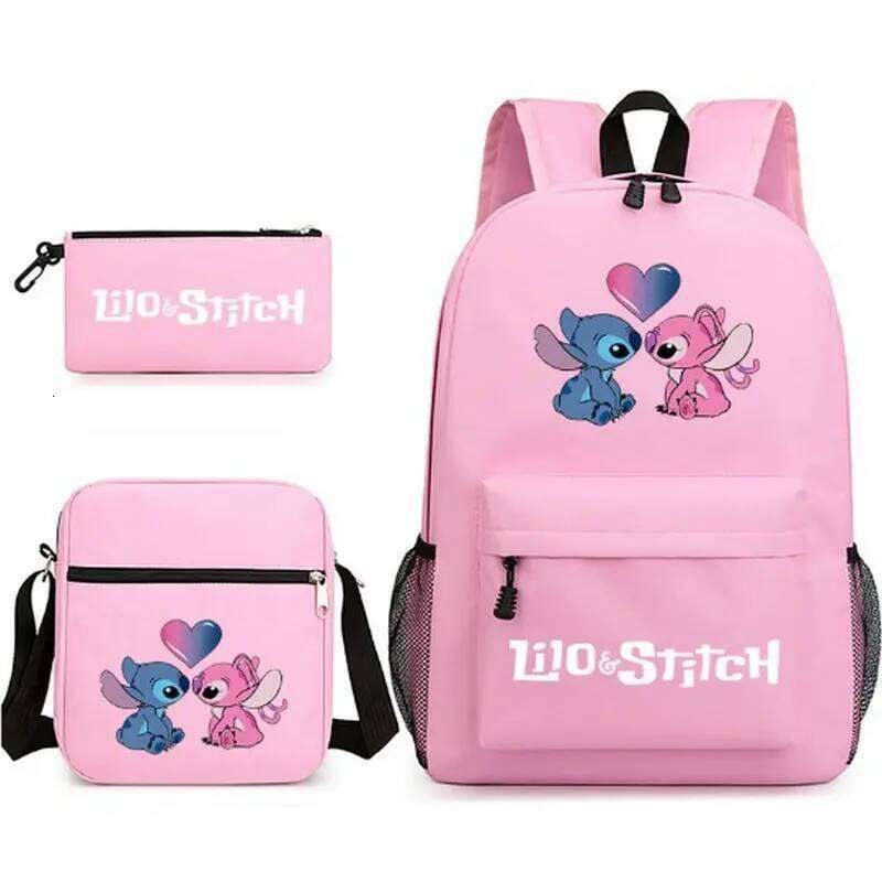 Sports Lilo Kids Backpack Cartoon Print Pencil Case Boy Girl Shoulder Bag Children School Bags