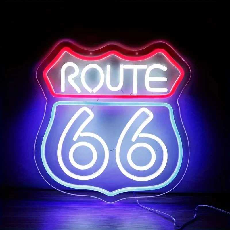 Historic Route 66 Neon Sign Home Art Man Cave Neon Lights For Bedroom Home Office Hotel Cafe Recreation Room Wall DecorXJ250626