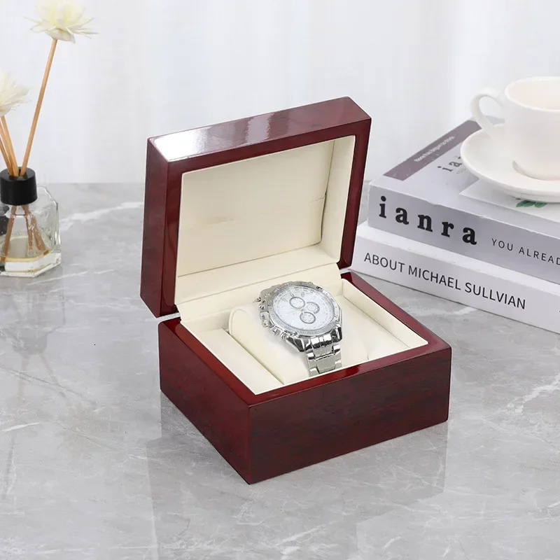 Portable Mini Single Slot Watch Box Red Wooden Storage Case Jewelry Gift Box for Watches Rings 250626
