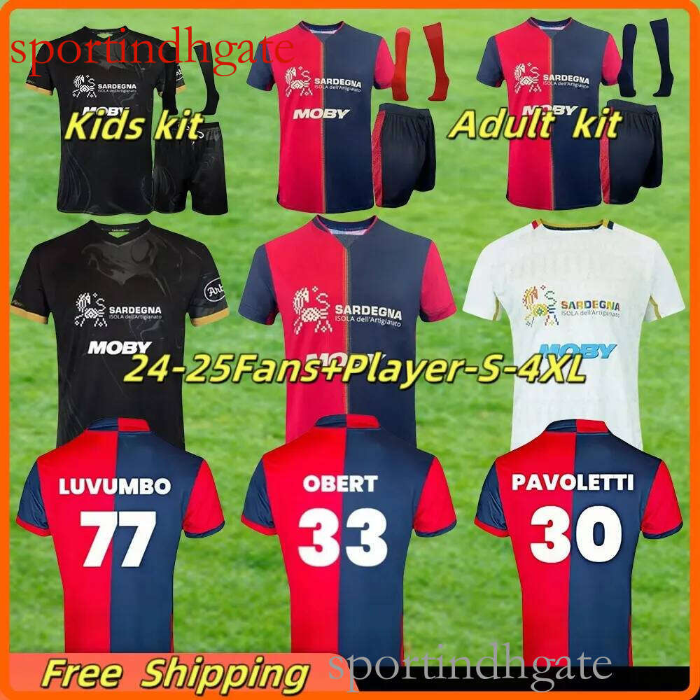 Cagliari 24 25 Soccer Jersey J0A0 PEDRO LAPADULA PAVOLETTI LUVUMBO DEIOLA VIOLA ZAPPA AZZI OBERT JANKTO Football Shirt Maglia da calcio Men kids S 2XL