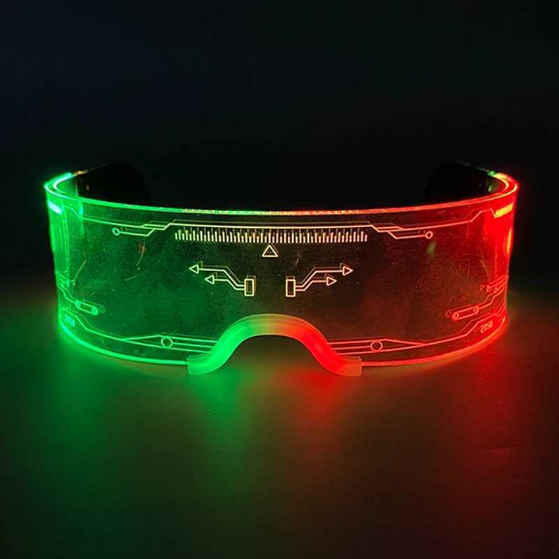 New Acrylic Luminous Glowing Cyberpunk Glasses LED Light Up Halloween Party Skull Glasses Bar Club Props Neon Glasses SuppliesXJ250626