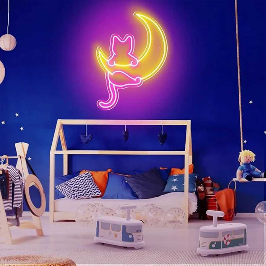 Moon And Cat Neon Signs Cartoon Led Signs Personalized Home Decor Lights Used For Art Arcade Decor In Bars And Game Rooms.XJ250626