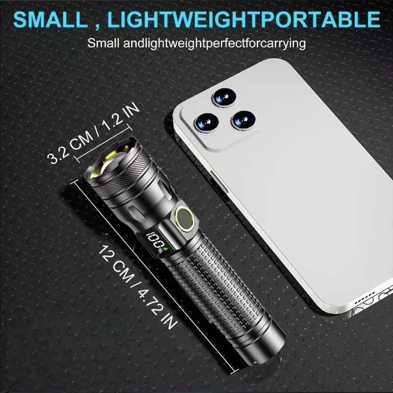 Mini Aluminium Alloy Flashlight USB Rechargeable Strong Torch Light Telescopic Zoom Built-in Battery Outdoor Lighting W250701