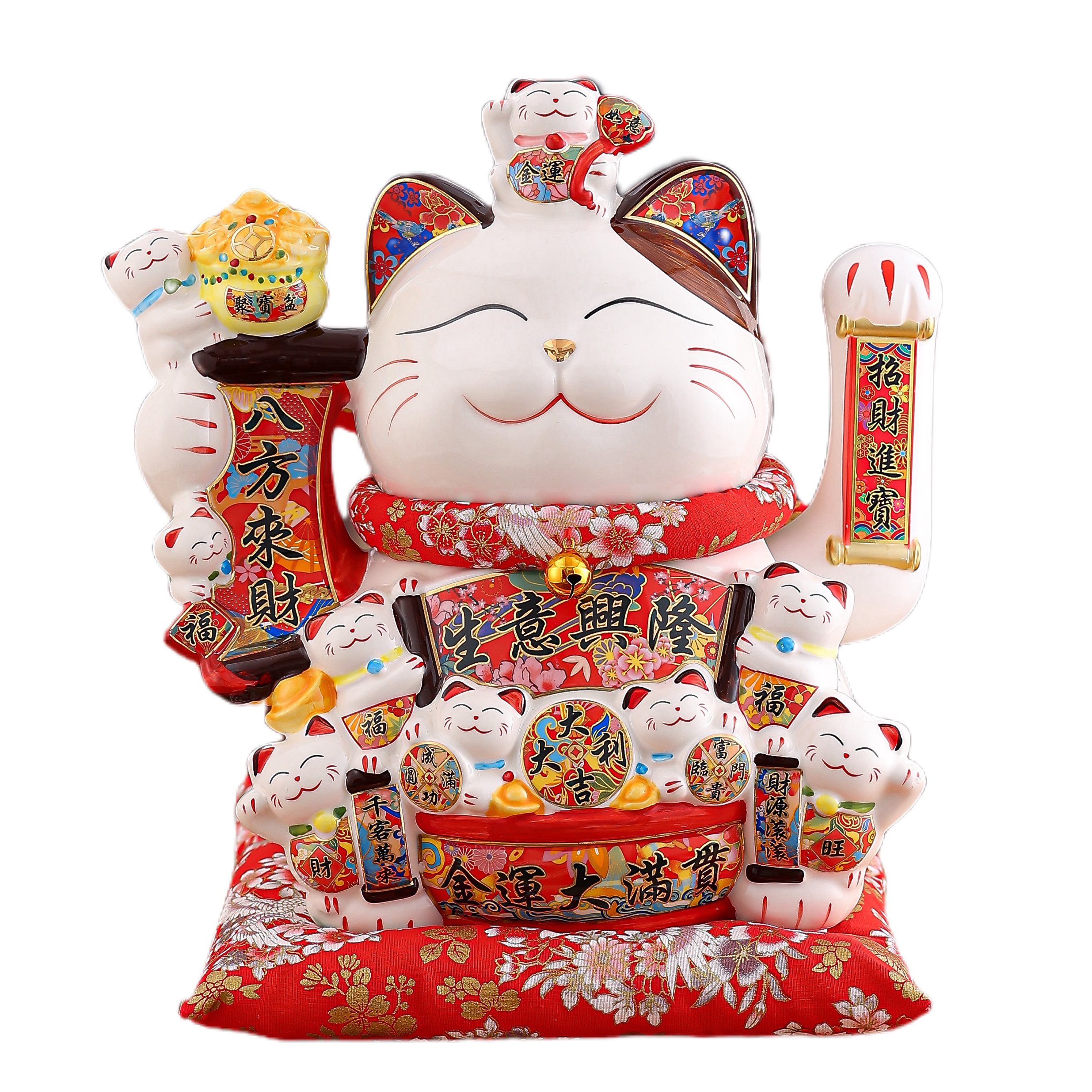 Cat Opening Shaker Ornament with Automatic Wave Motion - Front Desk Gift Decoration Wealth-Creating Handshake Cats