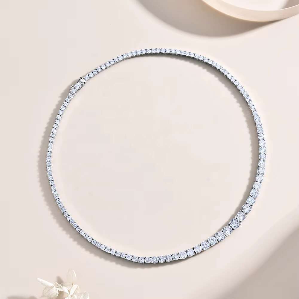 Elegant Dainty 2-6mm Moissanite Tennis Necklace with Luxury Fine Chains Stylish Luxurious Jewelry