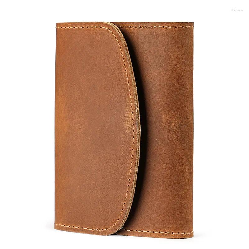 Card Holders Vintage Holder Men Genuine Leather Small Wallet Money Bag ID Case Mini Purse For Male Tarjetero