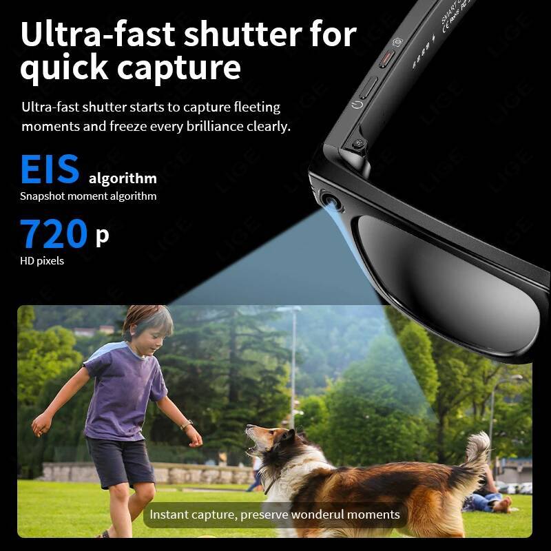New Camera Smart Glasses Photograph Control Voice Recording Translation Bluetooth Call Sports Waterproof Anti-Uv Sunglasses