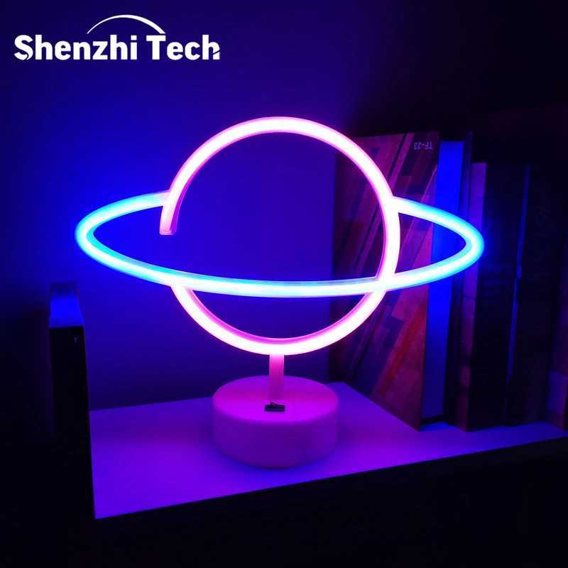 Pink Blue Planet neon sign Light USB/ battery dual purpose LED Lamp for Birthday Wedding Party Wall Camping Summer Home decor XJ250626