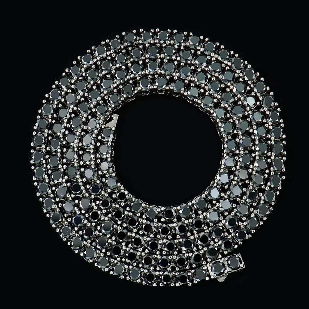 Baguette Moissanite Diamond Necklace Chilled 925 Sterling Silver Black Blue Green Cuban Vvs Moissanite Tennis Chain Necklace