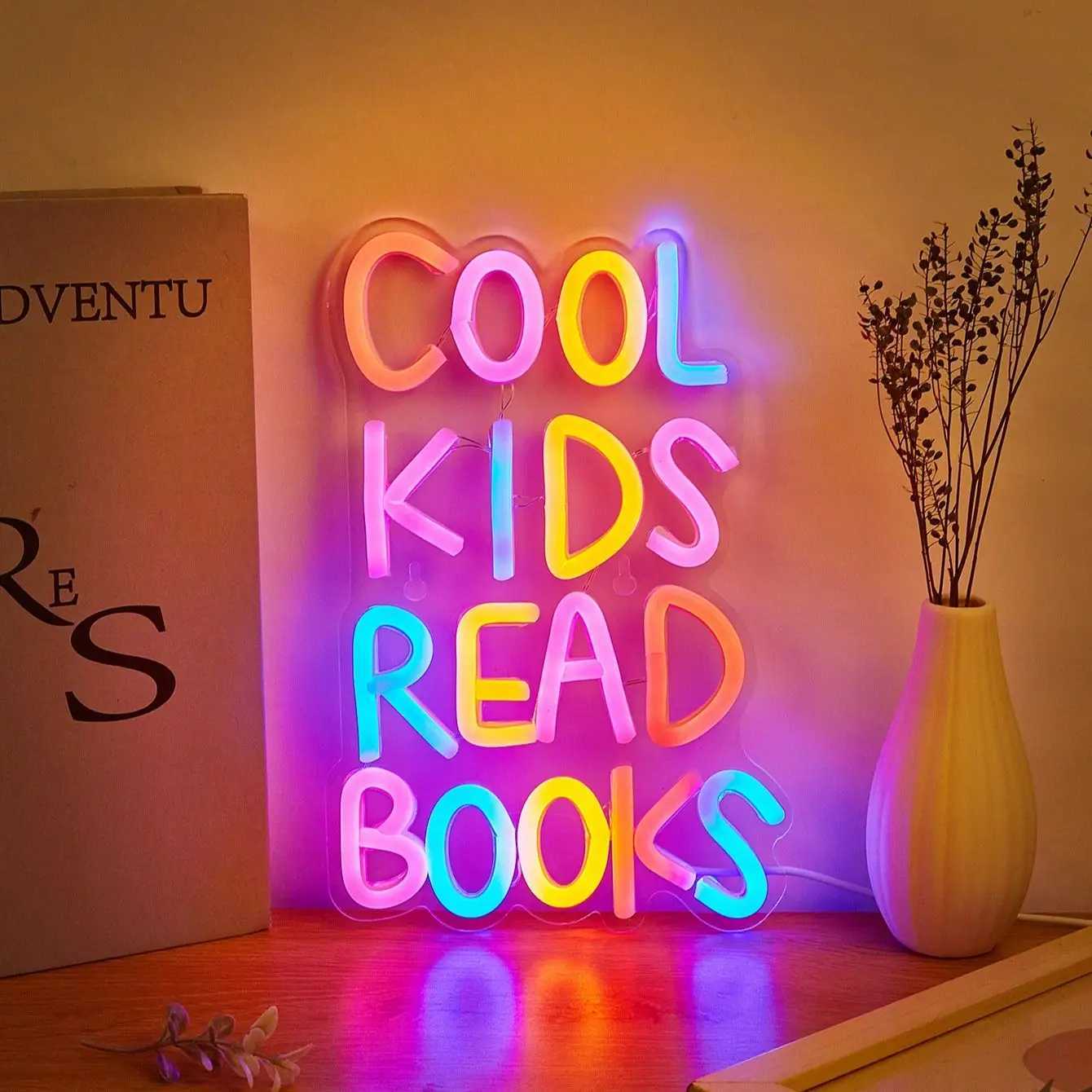 Chi-Buy 1PC Cool Kids Read Books LED Neon Sign USB Powered Wall Decoration Neon Light Signs Suitable For Party WeddingXJ250626