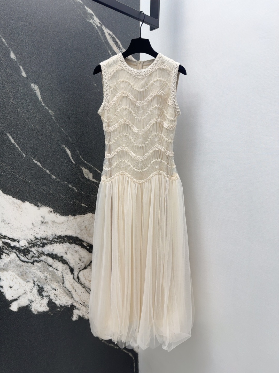 25 new heavy-duty woven lace patchwork chiffon dress