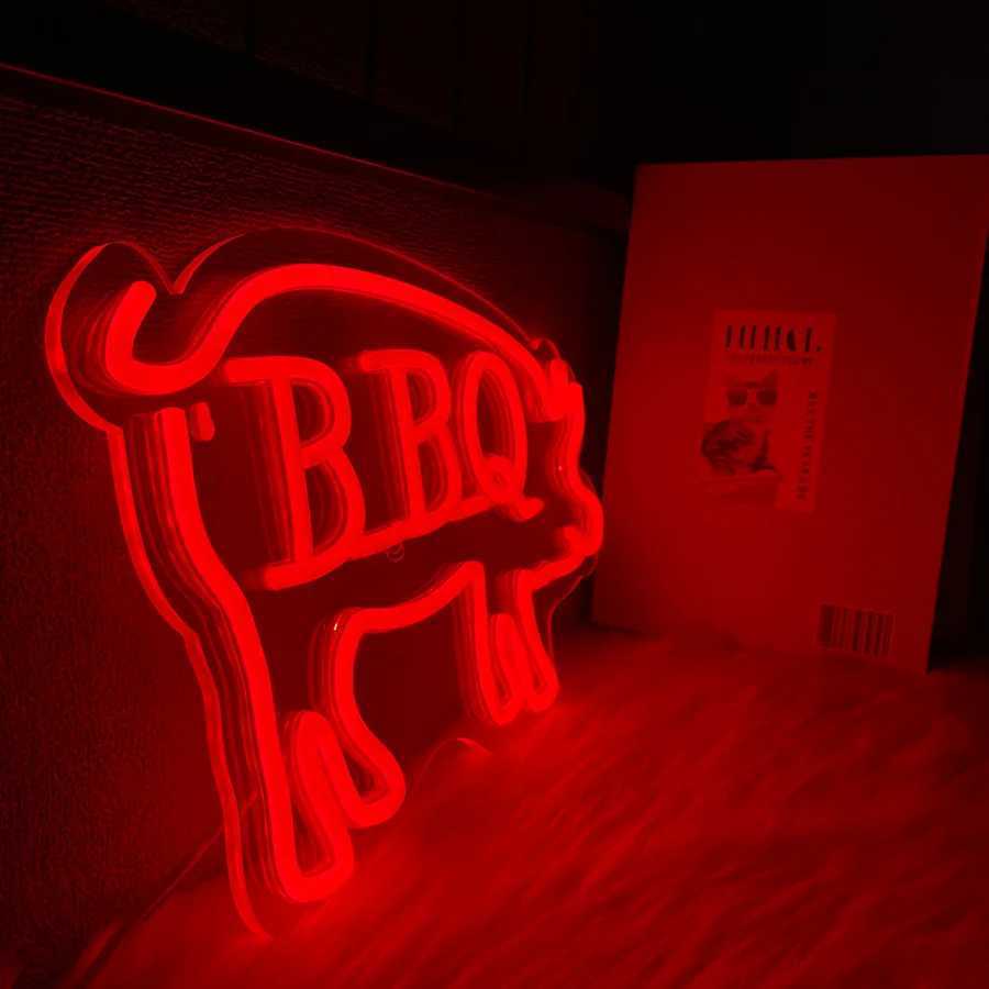 BBQ Neon Sign for Party Decor Summer Barbecue Holidays Party Supplies LED Sign for BBQ Shop Restaurant USB Powered XJ250626