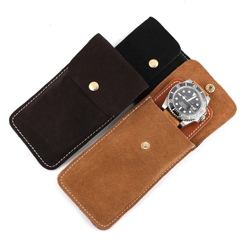 Genuine Leather Watch Box Bracelet Storage Bag Portable Travel Jewelry Leather Pouch Watch Pouch Bag Case for Men and Women 250626