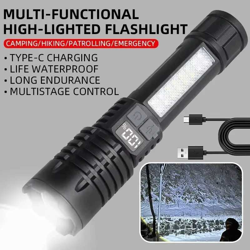 Powerful LED Flashlight Super Bright Rechargeable Portable Ultra Power Torch Lamp Outdoor Emergency Camping Lantern W250701