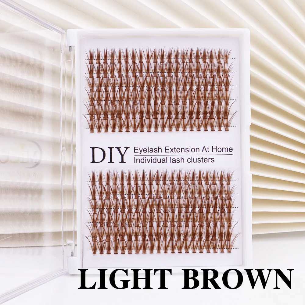 30D Mix Brown Lash Cluster Kit Mixed Length Fluffy Individual Lash Extension Kit DIY 240Pcs Eyelash Extension Kit Natural Brown W250627