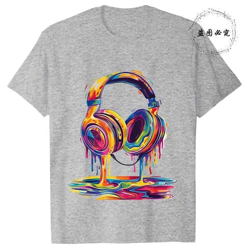 Hip Hop Melting Headset Graphic Tops Fashion Tee Shirt for Men Casual Streetwear Cool T-shirt Summer Mens Oversized Clothing W250627
