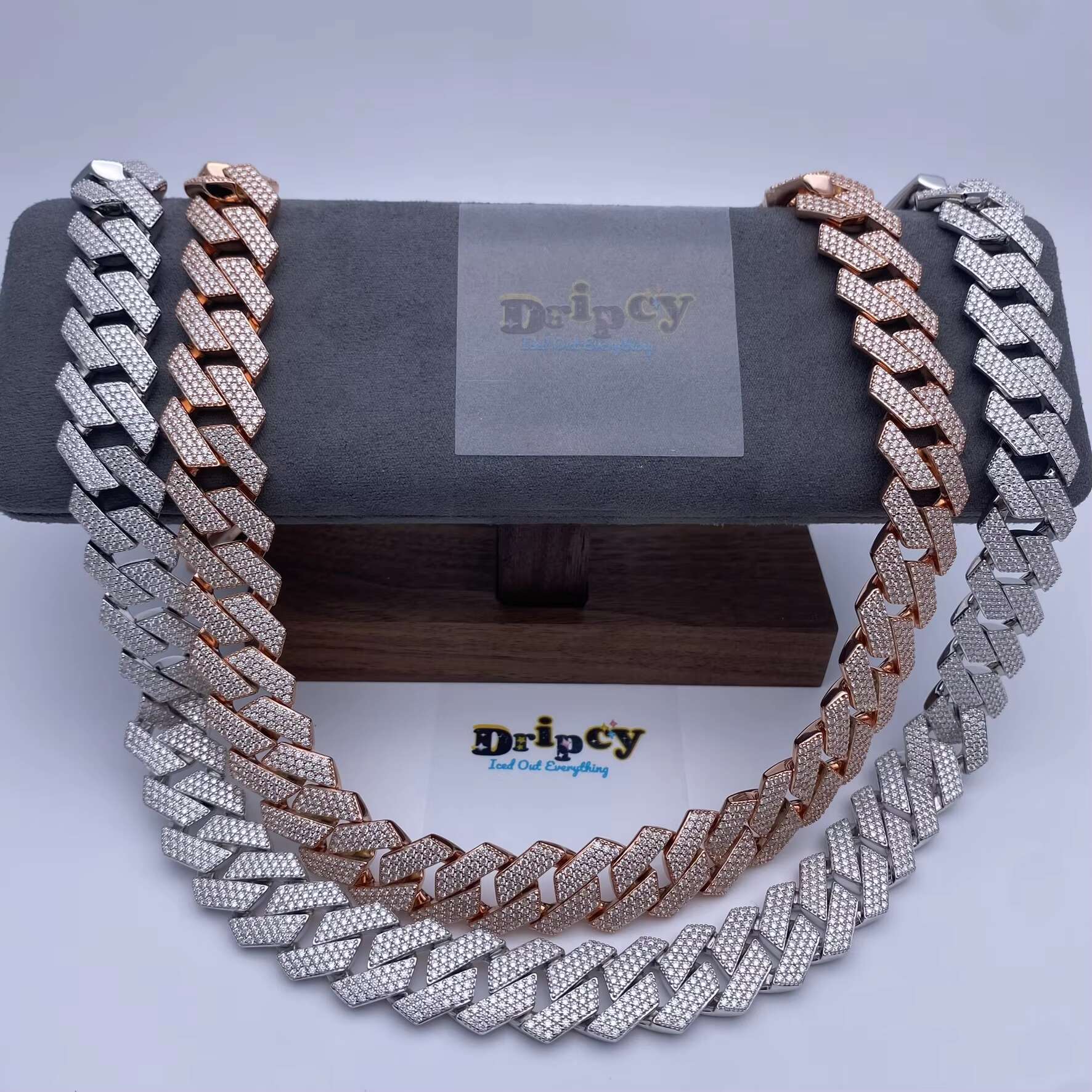 15MM Fashion Customization Moissanite Vvs1 d Color Cuban Link Chains Real Iced Necklace Hip Hop Pass Test