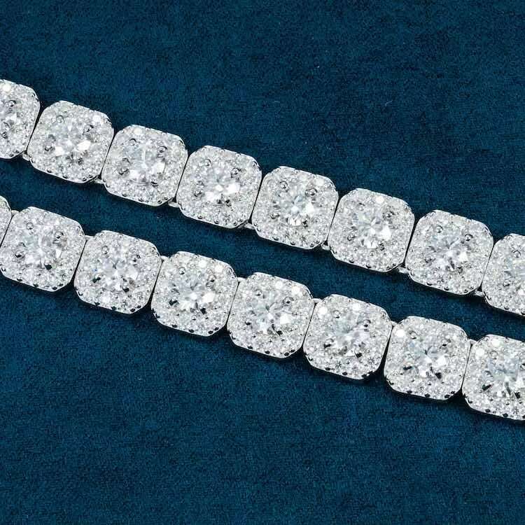 Top Grade 10MM round Halo Moissanite Diamond Chain New Arrival Hip Hop Style Link Bracelet Best Price Fine Jewelry
