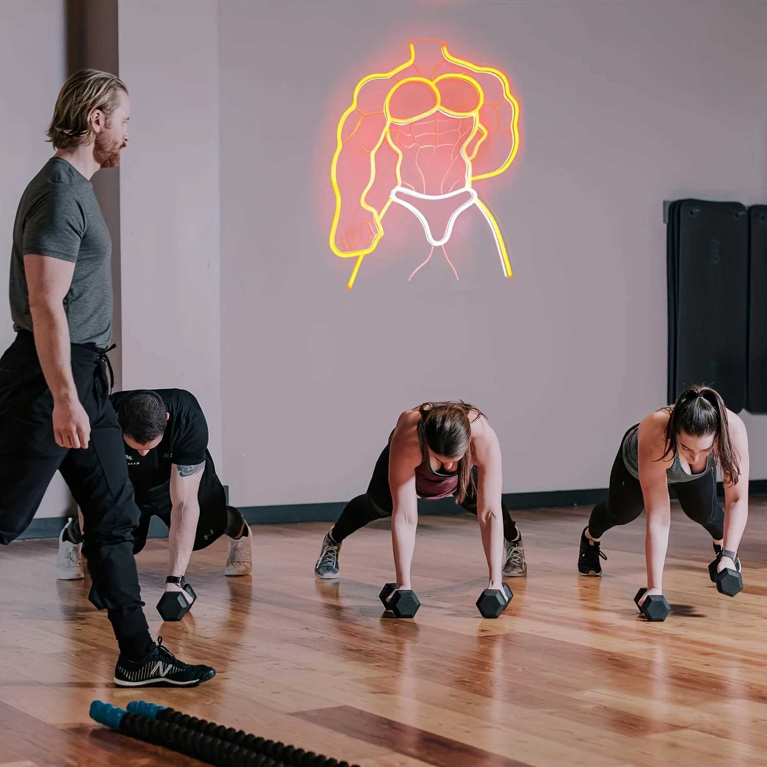 Muscle Man Neon Signs USB Powered Abdominal Muscle LED Neon Light Wall Decor For Bar Man Cave Fitness Room Bdedroom DecorationXJ250626