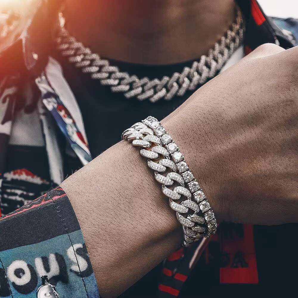 6mm 8mm 10mm 12mm White Gold 925 Sterling Silver VVS Moissanite Diamond Cuban Link Chain Men Women GRA Jewelry Bracelet Necklace