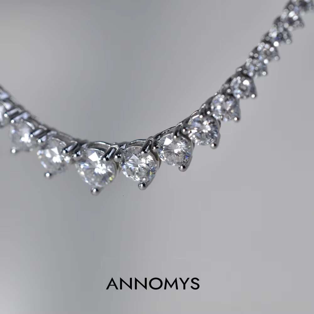 925 Sterling Silver Moissanite Tennis Necklace for Women Dazzling Diamond-Cut Chain Luxury Gift Jewelry