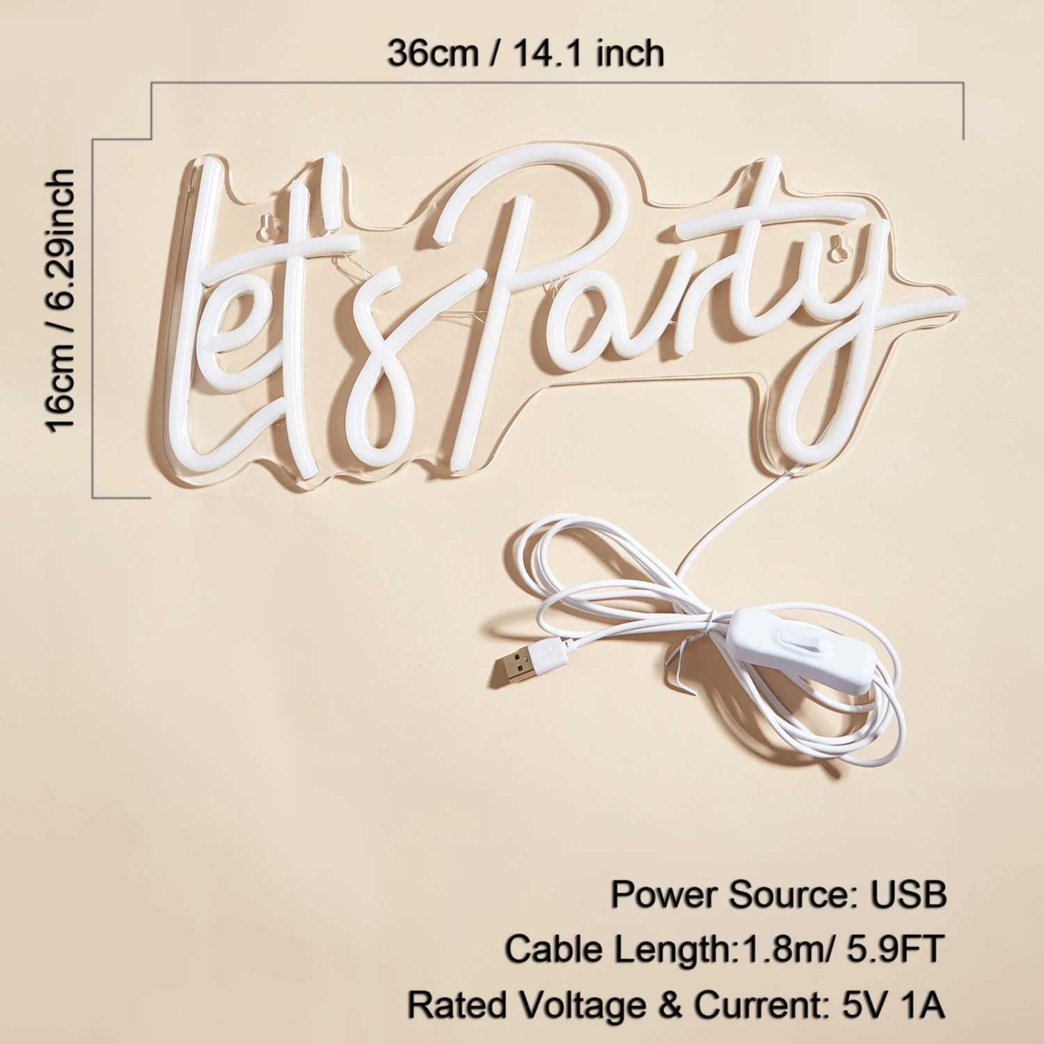 Chi-buy LED Neon Lets Party USB Powered Neon Signs Night Light 3D Wall Art Game Room Bedroom Living Room Decor Lamp SignsXJ250626