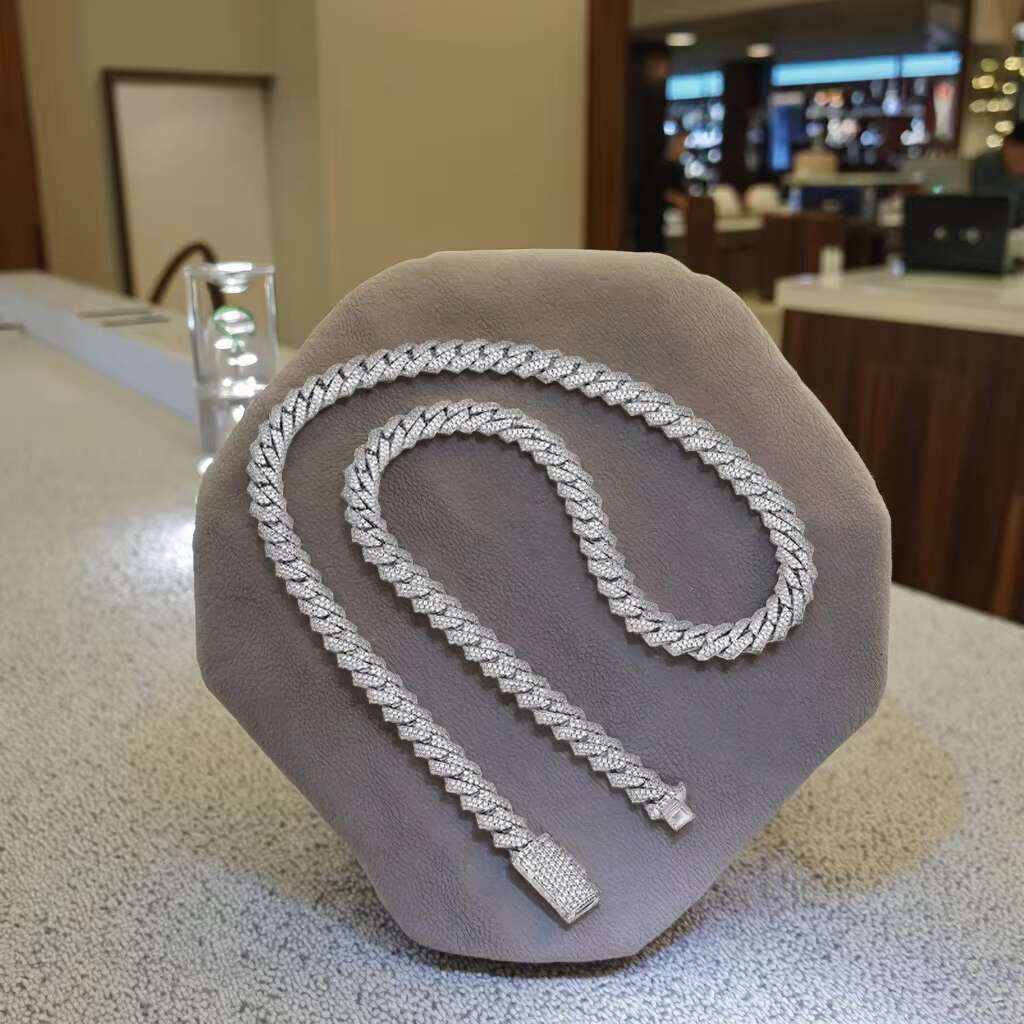 Fine Jewelry White Solid 10K 14K 18K Gold Lab Diamond Cuban Link Chain 6mm 8mm 10mm 12mm Cut HPHT Diamond Cuban Necklace