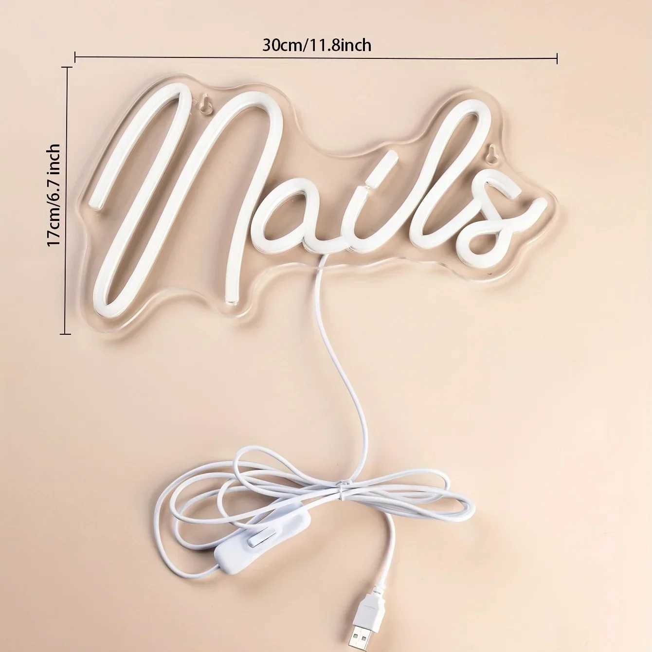 1pc PS Nails Neon Light Creative Letter Design LED Neon Light Sign For Home. Nails Studio Salon XJ250626