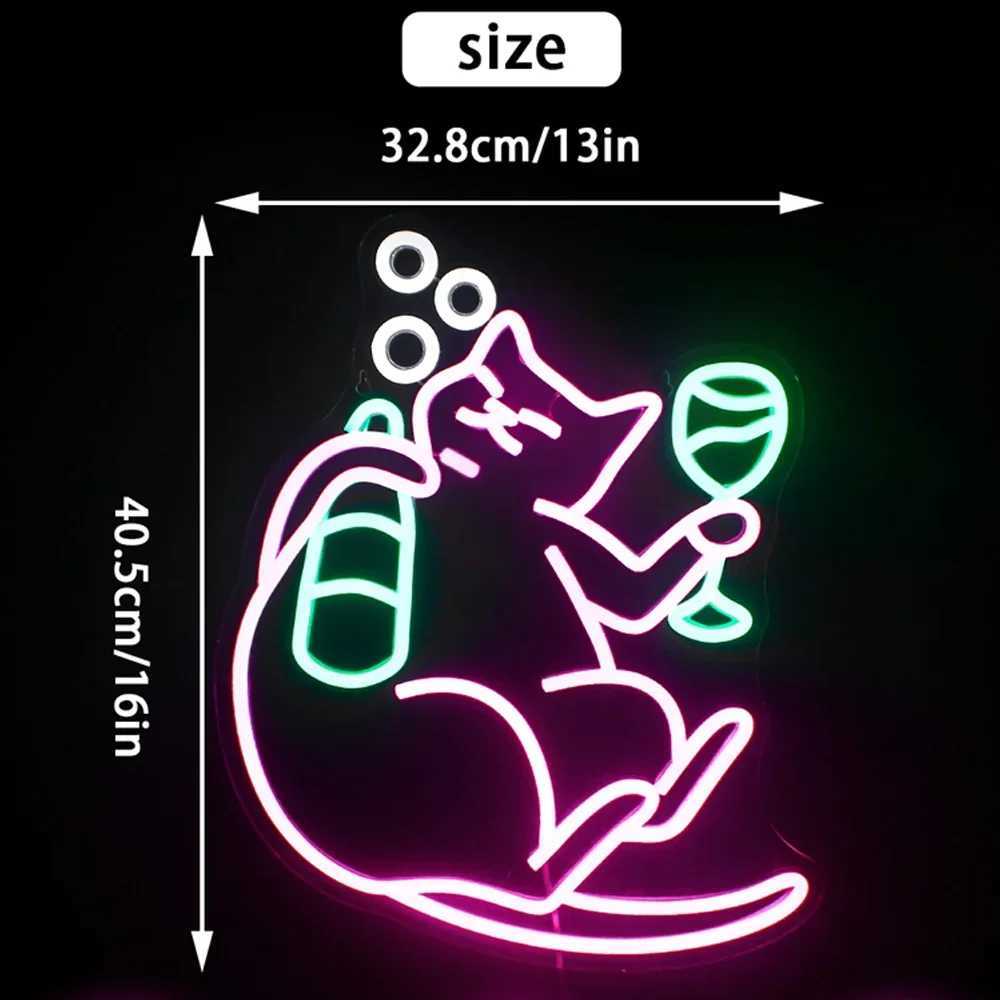 Cat Beer Neon Sign Animal Bar Light up Signs Pink Led Room Decoration Funny Bar Neon Signs Wall Decor Bedroom Home Bars Party XJ250626