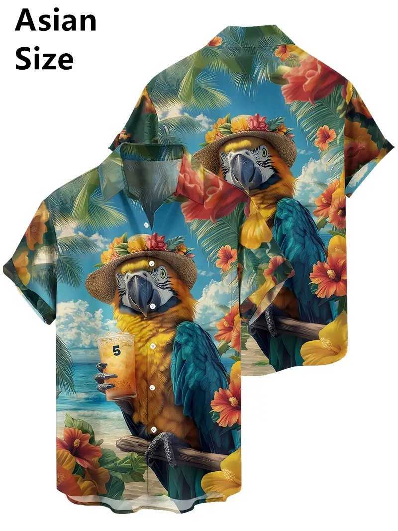 2025 Hawaiian Man Dress Shirts 3D Printed Loose Plus Size 6XL Shirts Blouses High Quality Mens Clothing Beach Party Sweatshirts W250627