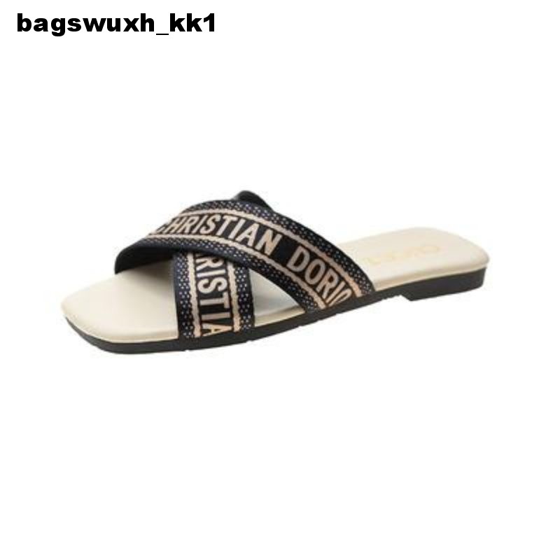 Sandals summer classic canvas slippers beach shoes designer shoes quality lightweight breathable fashion beach vacation home flat slippers US35-42 004