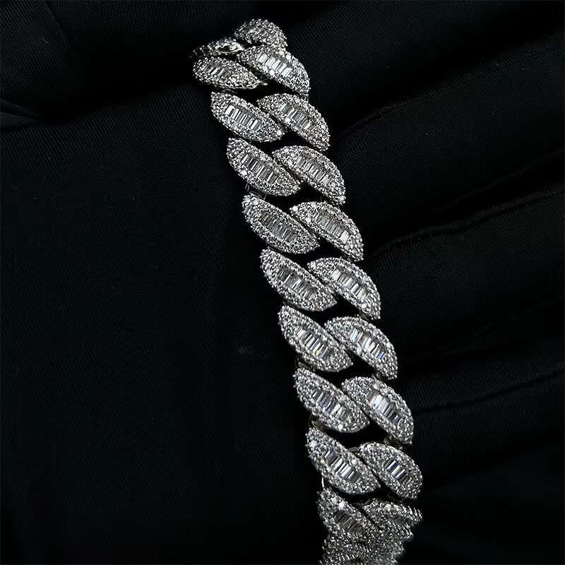 TOP HOT Hight Quality Great Service Custom Jewelry Moissanite Cuban Link Chain 925 Sterling Silver Hip Hop Rapper Favor