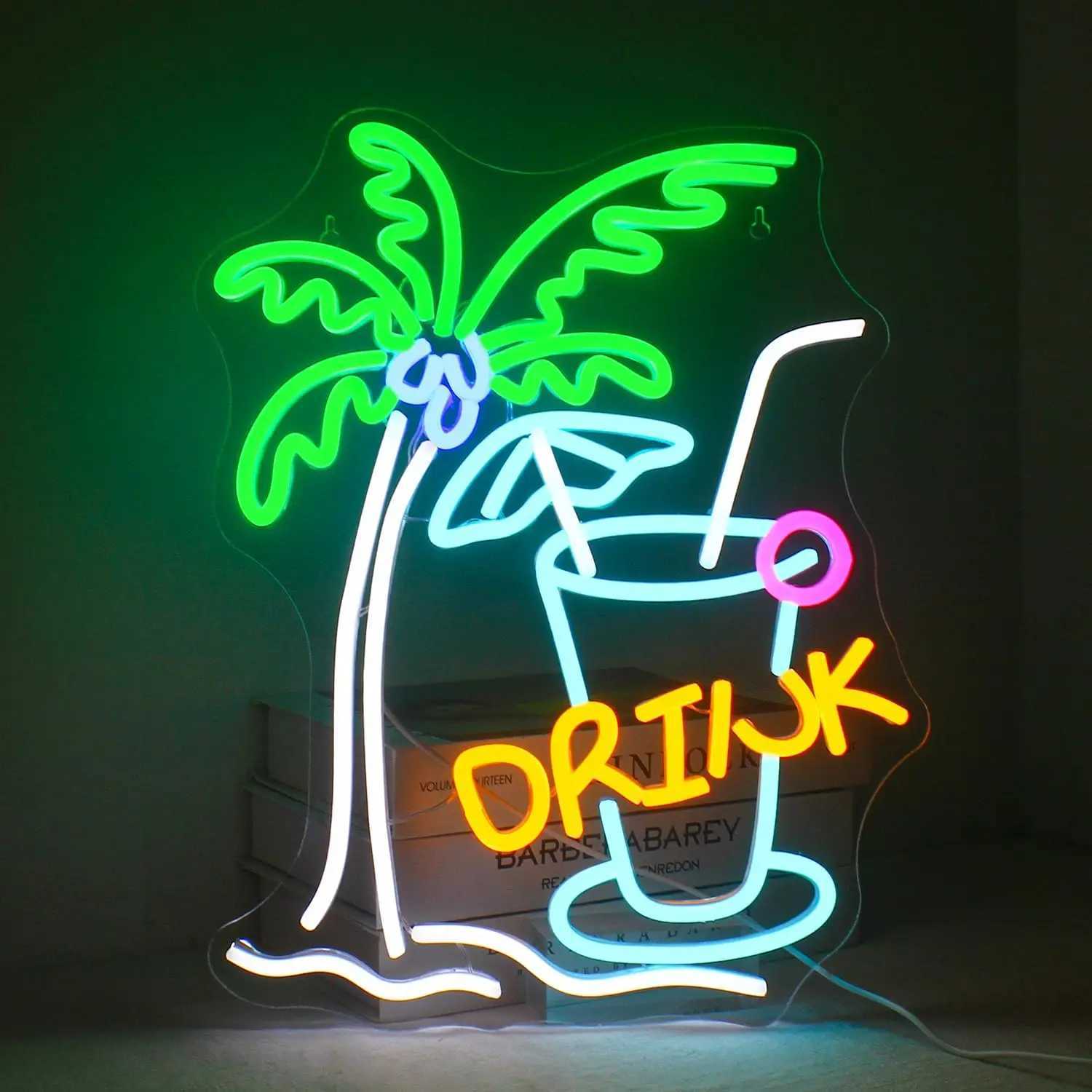 Coconut Tree Dolphin Neon Sign Wall Decor Tropical Hawaii Sun Waves Pineapple Hawaii Party Tiki Bar Beach Party BirthdayXJ250626