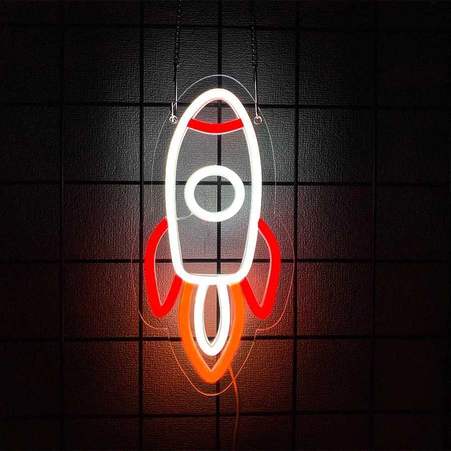 Animation Theme Neon Sign Spacecraft Rocket Color Icon USB Powered Used for Room Bar Game Room Art Decor Gifts for Friends. XJ250626