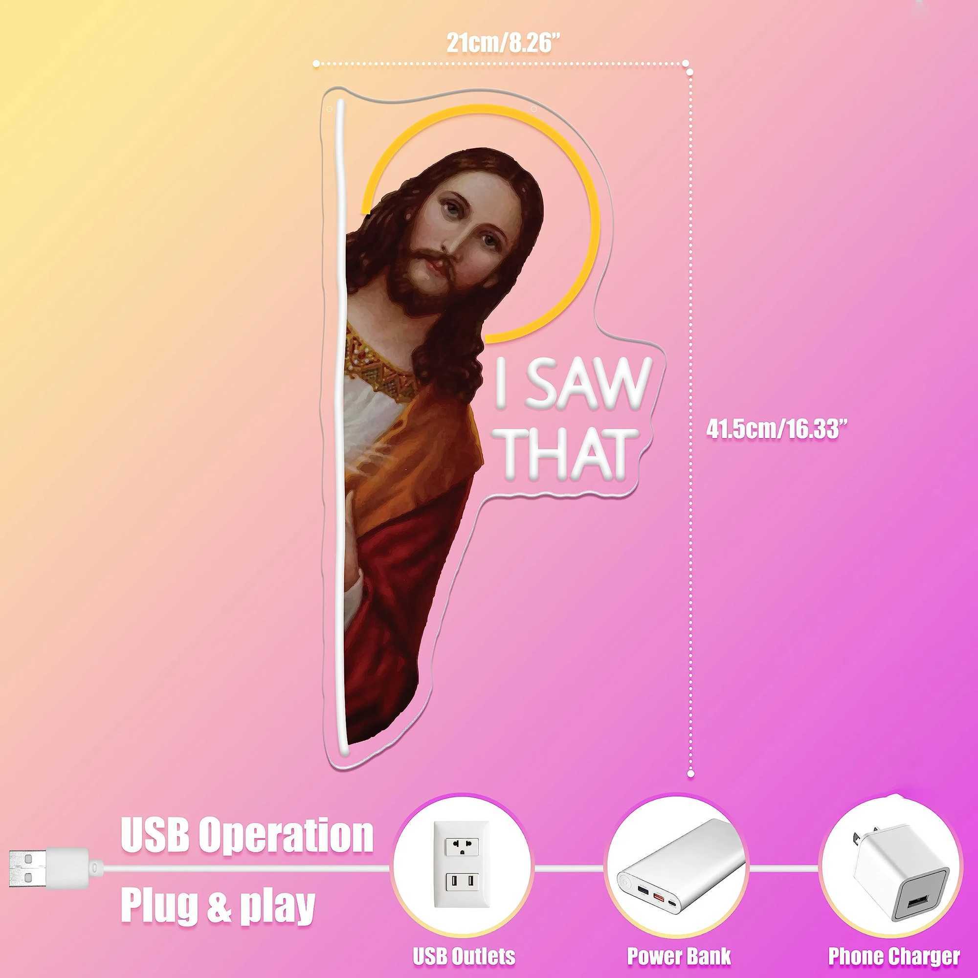 I Saw That Neon Sign God Neon Wall Decoration with Adjustable Brightness LED Light Room Living Room Decor Fun Gift for Friends XJ250626