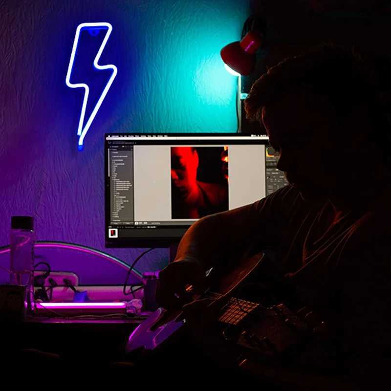 Lightning Neon Signs LED Neon Wall Decor Light Decorative Lights Battery Powered Lighting Room Decor for Bedroom Living Room XJ250626