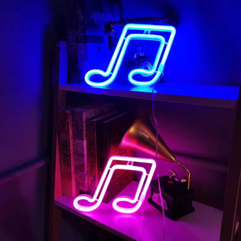 Musical Notes LED Neon Sign USB/Battery Powered LED Light for Bedroom Room Decoration Gift Night Light Decoration Party Holiday XJ250626