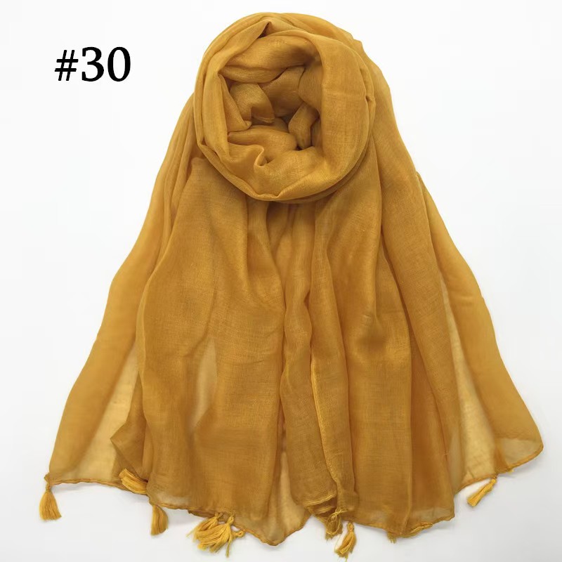NNMM small fresh solid color thin flat Bali yarn scarf breathable hanging beard tassel female shawl headscarf yarn scarf