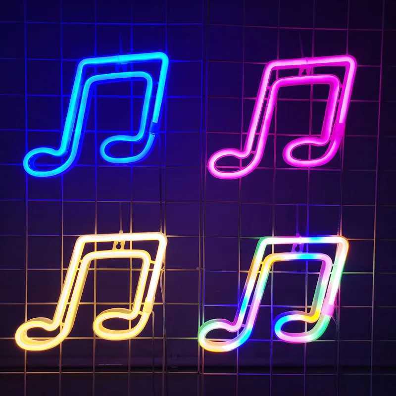 Musical Notes LED Neon Sign USB/Battery Powered LED Light for Bedroom Room Decoration Gift Night Light Decoration Party Holiday XJ250626