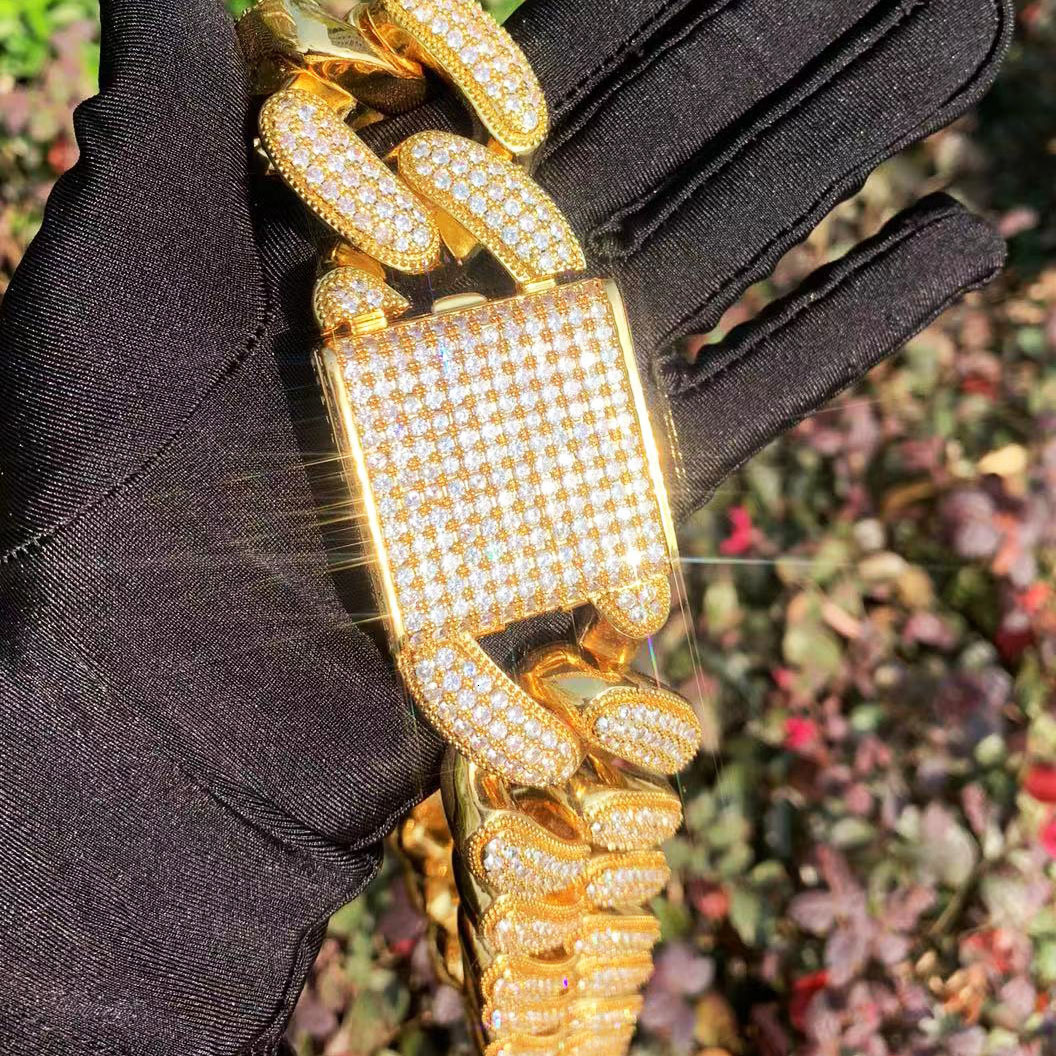 36mm Luxury VVS Moissanite Iced Out Miami Cuban Link Chain Hip Hop Bold Men's Rap Statement Necklace Passes the Diamond Tester